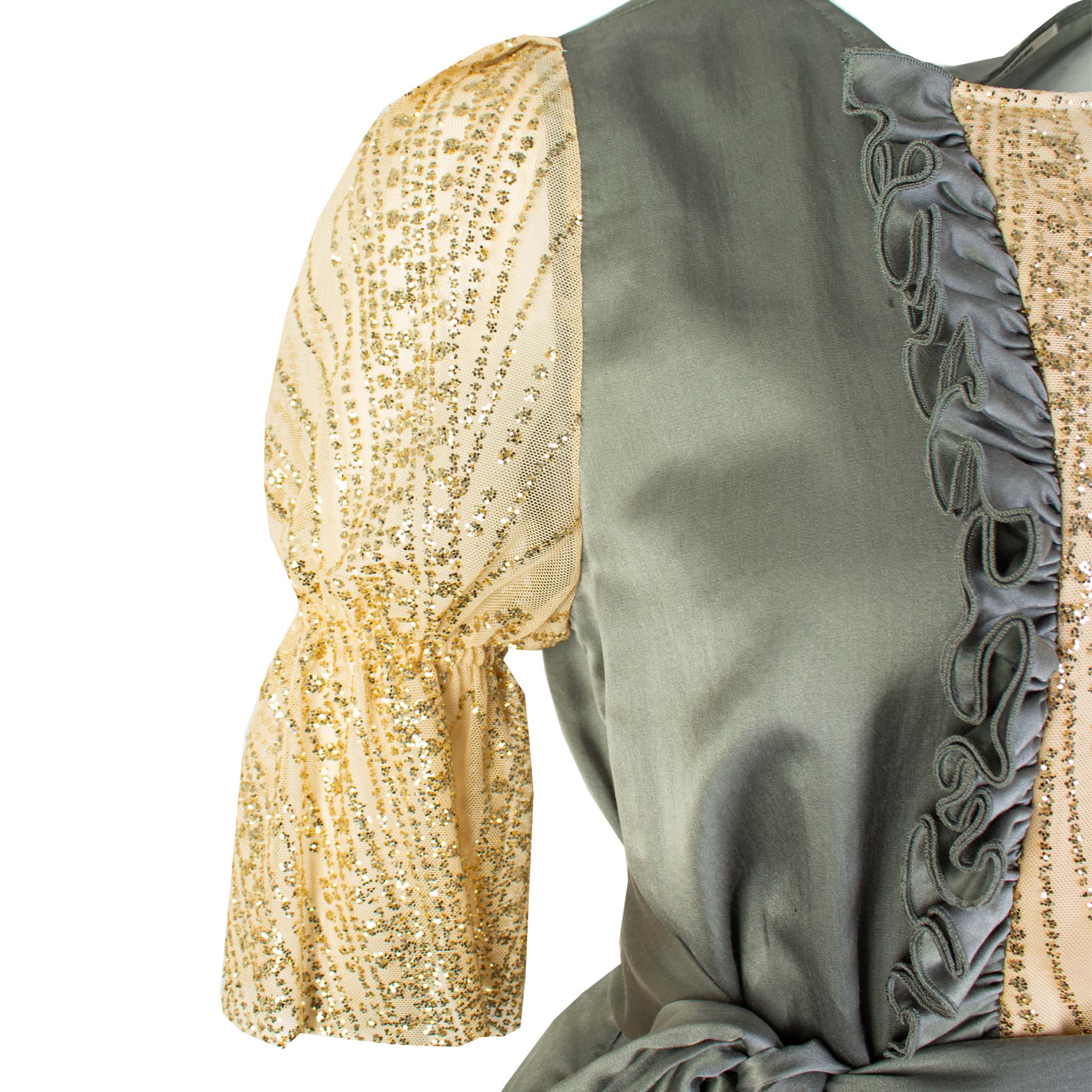 Lardini Grey silk embellished ruffled Top - Fizigo